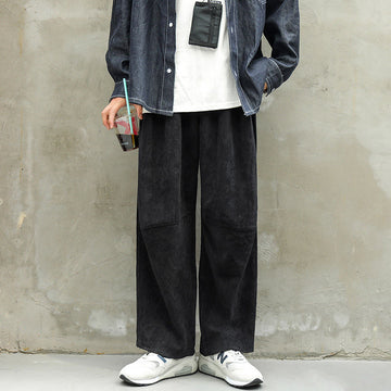 Autumn Corduroy Pants Men Fashion Solid Color Retro Straight Casual Pants Men Streetwear Wild Loose Trousers Mens Oversized aidase-shop